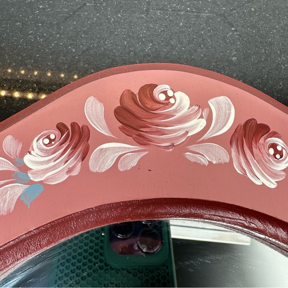 Hand Painted Pink Floral Mirror - Picture 4 of 10